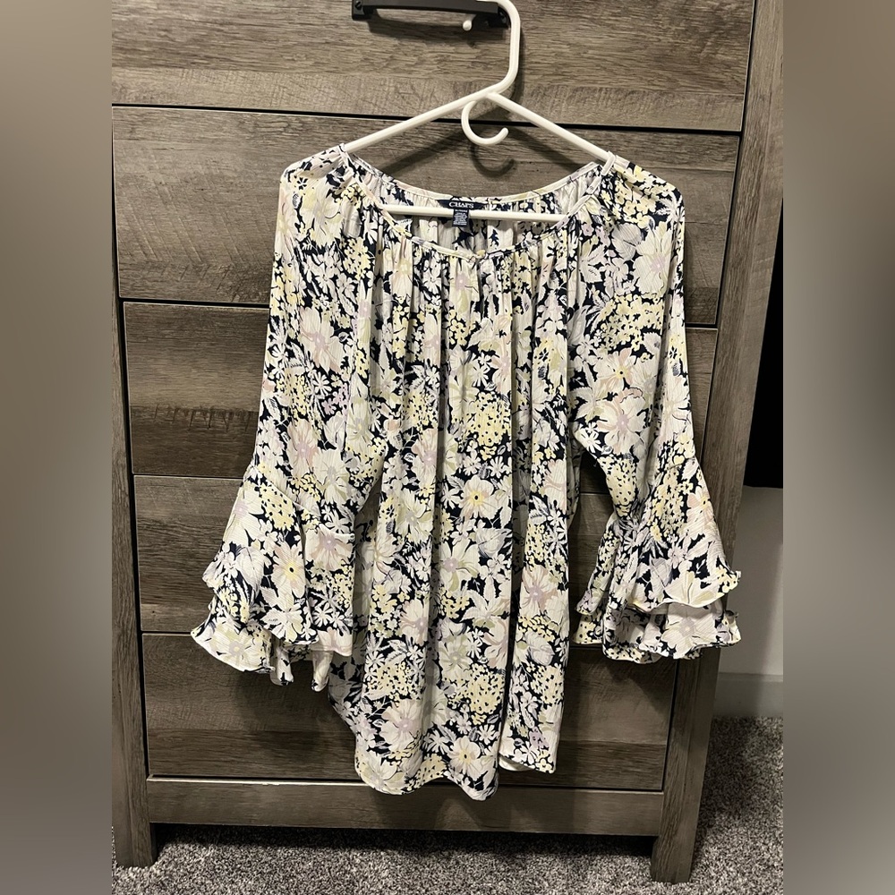 Floral Ruffle Sleeve Top